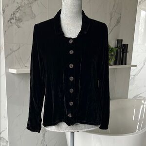 Black velvet long sleeve top